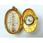 vintage thermometer compass mother of pearl pendant