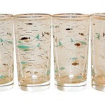 vintage set of fish glasses