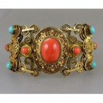 antique chinese filigree coral bracelet