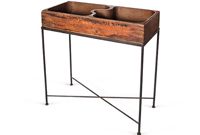 antique copper and wood dry sink