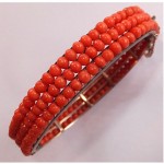 antique victorian coral bead bangle bracelet