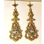 vicotrian italian micro mosaic dangle earrings