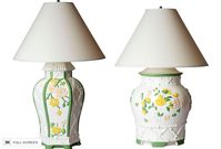 vintage 1960s painted faux bamboo lamps