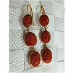 vintage 14k carved coral earrings