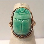 vintage 14k ceramic beetle scarab ring