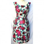 vintage 1950s elizabeth arden silk roses dress