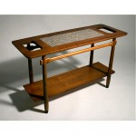 vintage 1950s lane tile walnut console table z