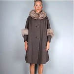 vintage 1950s wool coat with fox fur trim