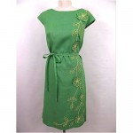 vintage 1960s applique linen sheath dress