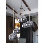 vintage 1960s chrome ball hanging lamp