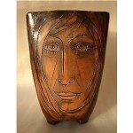 vintage 1968 ceramic pottery 3-sided vase z