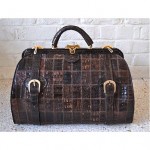 vintage 1970s large german alligator doctor bag