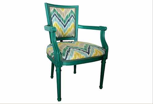 vintage 1970s painted chevron uphostered chair