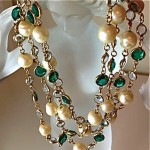 vintage 1981 chanel crystal and pearl sautoir necklace