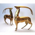 vintage 1983 brass antelope sculptures z