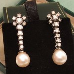 vintage art deco 18k diamond pearl earrings
