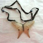 vintage art deco stag horn butterfly pendant necklace