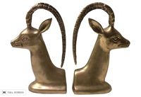 vintage brass gazelle bookends