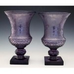 vintage c. 1910 bohemian cut acid etched vases