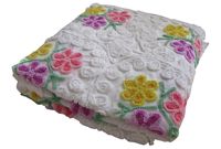 vintage chenille flower bed cover