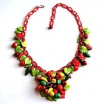 vintage fruit and leaves necklace