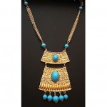 vintage goldette faux turqoise necklace