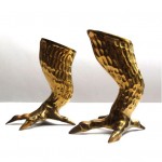 vintage mid-century brass claw foot candleholders