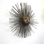 vintage mid-century brutalist sun wall sculpture