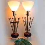 vintage mid-century sputnik atomic tripod brass walnut table lamps z