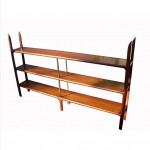 vintage mid-century teak and brass bookcase z