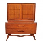 vintage mid-century walnut tall dresser chest