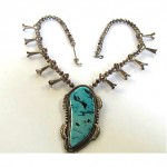 vintage native american sterling turquoise necklace z