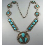 vintage navajo segmented silver turquoise necklace