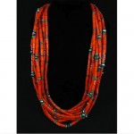 vintage navajo silver coral turquoise necklace