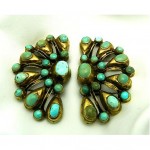 vintage pair of chinese turquoise dress clips