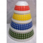 vintage pyrex polka dot mixing bowl set z