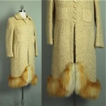 vintage red fox trim wool coat dress