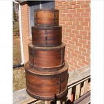 vintage set of wooden country store grain measures