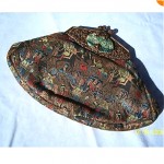 vintage silk satin brocade purse with brass and jade clasp z