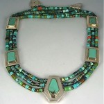 vintage tony aguilar turquoise panel necklace