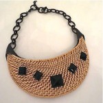 vintage ysl wicker and bronze necklace