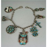 vintage zuni silver charm bracelet