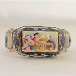 antique 1900s chinese silver enamel carved bone bracelet z