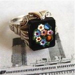 antique ostby barton onyx floral micro mosaic ring