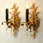 antique pair french rococo brass crystal sconces