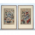 antique pair of chinese gouache on paper paintings