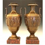 pair 19th century french barbedienne bronze urns z