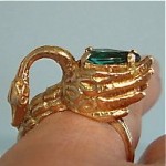 vintage 14k tourmaline swan ring