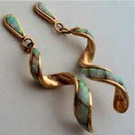 vintage 14k twisted opal dangle earrings