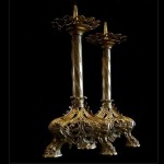 vintage 1920s bronze altar candlesticks z